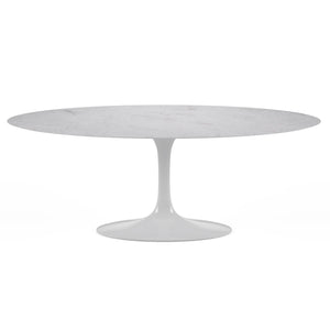 Tulip Oval Table Carrara Marble + 4 Tulip Chair Red 2